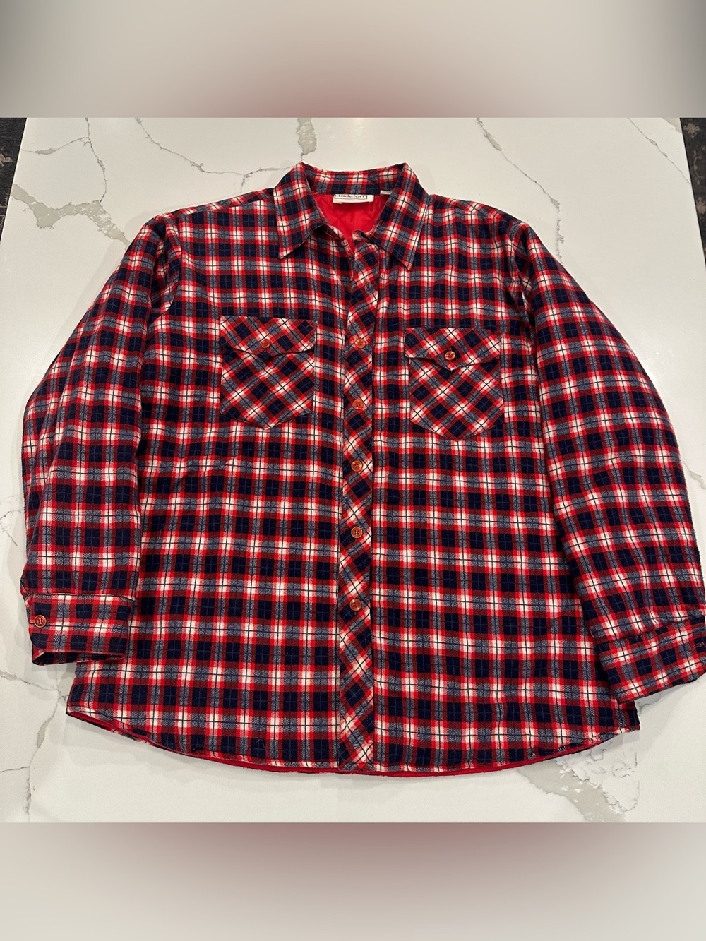 VTG Tarleton Red Plaid Quilted Flannel Button Up Shirt Jacket Men XL Lumberjack